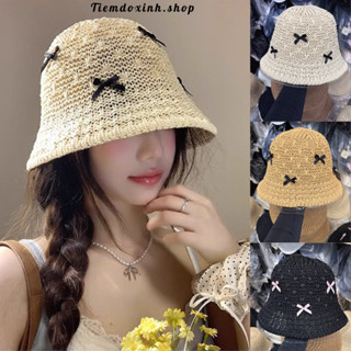 Mũ bucket ĐÍNH NƠ, nón che nắng mùa hè đơn giản cho nữ - MU519