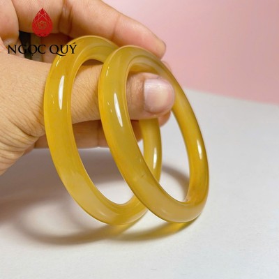 Vòng mã não vàng cọng tròn 8mm - Ngọc Quý