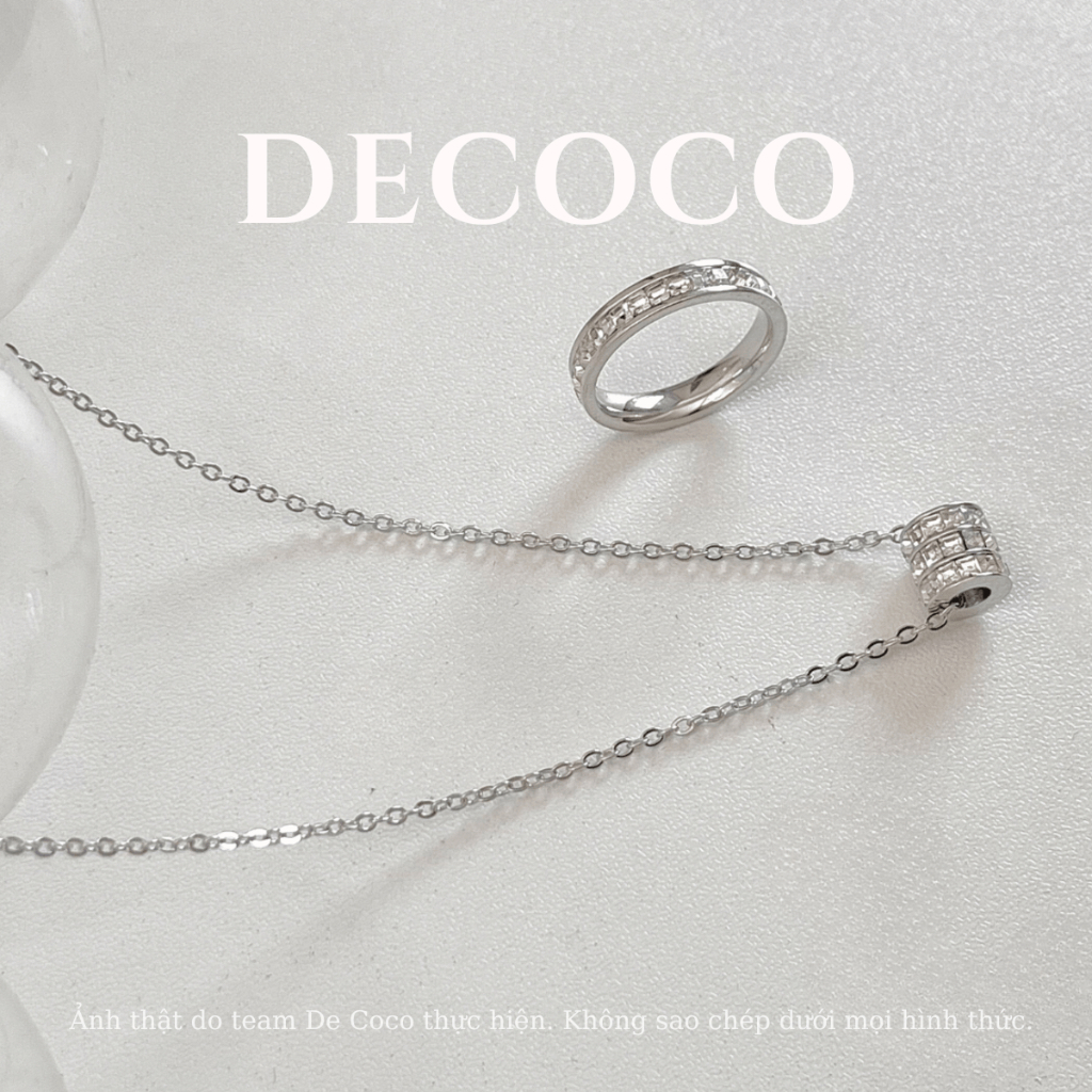 Bộ trang sức vòng cổ và nhẫn nữ DECOCO ACC Embrace titan đính đá (kèm Túi giấy + Hộp + Thiệp) | BigBuy360 - bigbuy360.vn