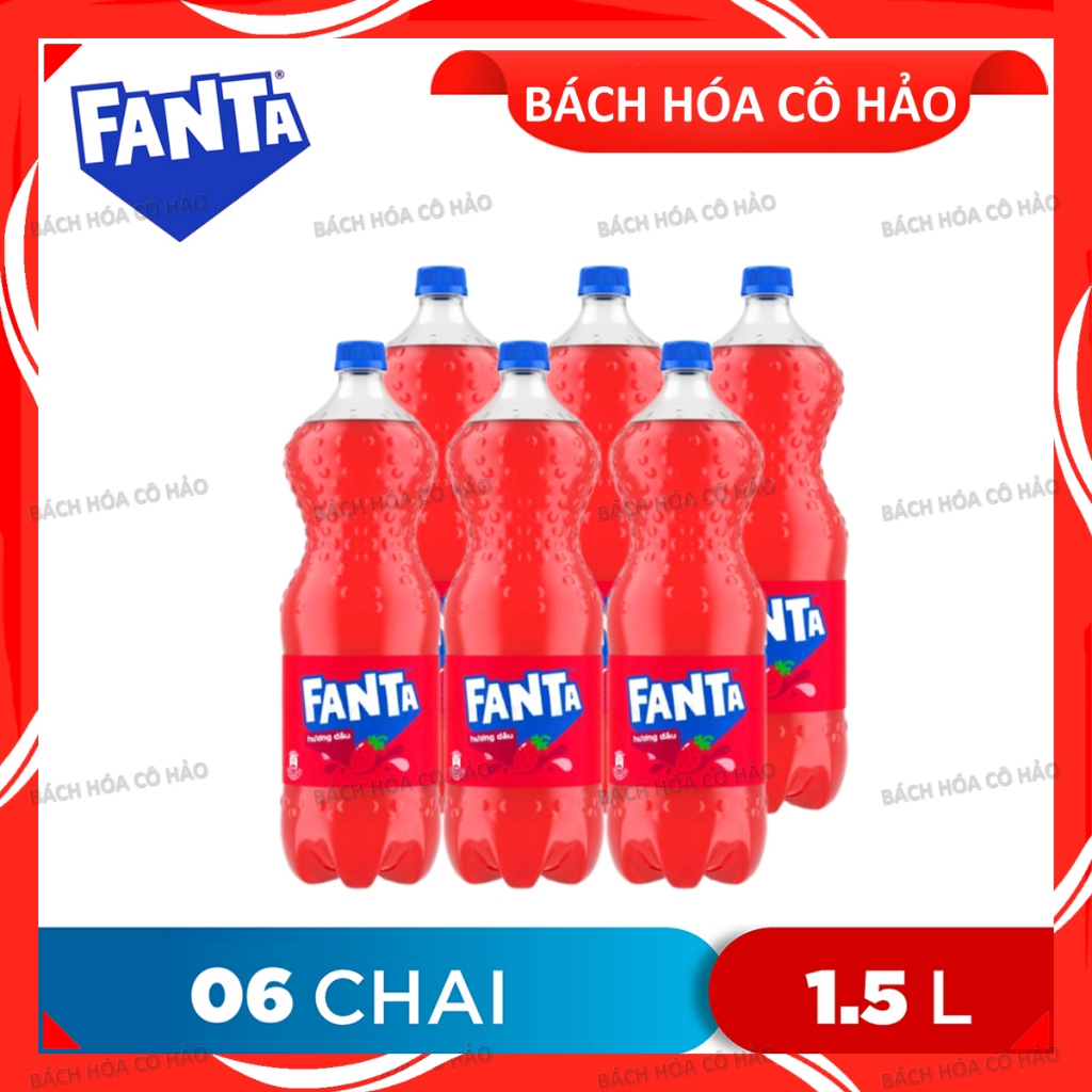 LỐC 6 CHAI NƯỚC GIẢI KHÁT HƯƠNG DÂU FANTA 1.5L