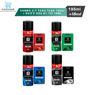  Combo Xịt khử mùi + Nước hoa bỏ túi Romano hương Classic Gentleman Force Attitude Grandiose  195ml 150ml 18ml 
