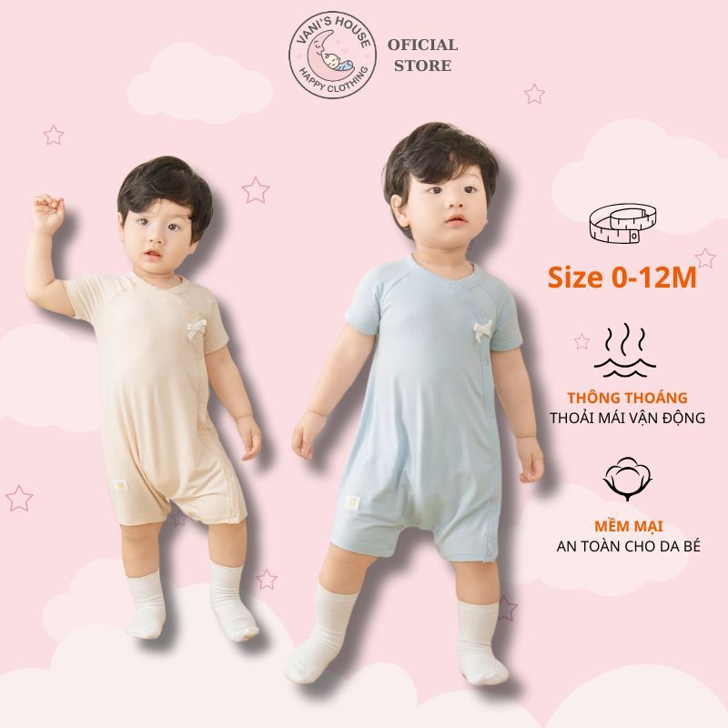 Body cộc cho bé sơ sinh bé trai bé gái vạt chéo Chaang Rainy day BOSS2025D06