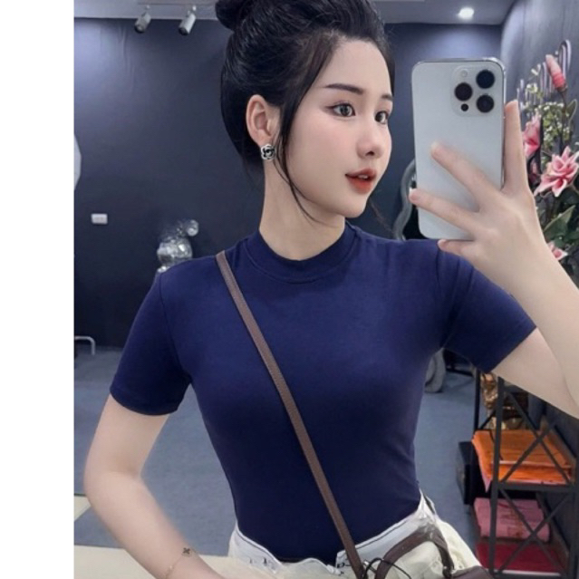 Áo Thun Cotton Mịn Croptop Nữ Ôm Body Quyến Rũ Cổ Tròn Cộc Tay Basic mùa hè m682 | BigBuy360 - bigbuy360.vn