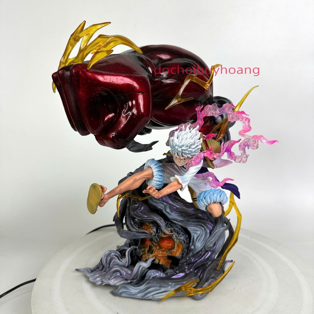 Mô hình tượng nhân vật luffy gear 5 tay đấm led usb sáng 29cm One Piece