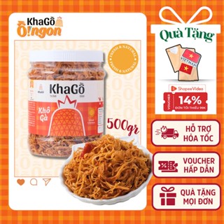 KHÔ GÀ NGUYÊN VỊ hộp 500g, Khô gà giòn, không lá chanh, không bơ tỏi, Đặc sản Sài Gòn | KHA GỒ