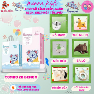 Combo 2B BEMOM Tặng xe CHÒI CHÂN, Thú nhún, Nồi inox, ba lô, túi bỉm sữa.. Dán/Quần đủ size NB>XXXXL