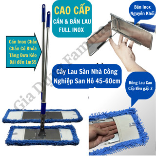 Cây Chổi lau Sàn nhà Công Nghiệp San Hô CAO CẤP Bản Lau 45-60cm INOX NGUYÊN KHỐI DÀY DẶN Chắc Chắn