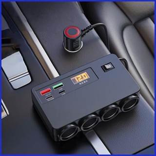 Tẩu Chia Sạc Trên Ô Tô Nguồn 12V 24V Chịu Tải 120W – Chia 4 Đầu Tẩu Và 4 Cổng USB PD