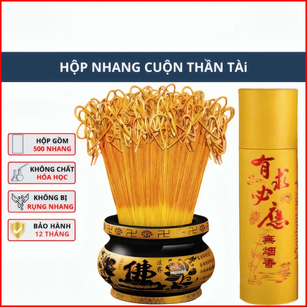 Khai, Nhang Thần Tài Chiêu Lộc, Nhang Sạch 350 Nén Hương Quế Hương Bài Trầm Hương, Mùi Thơm Dễ Chịu Ít Khói Không Độc Hạ