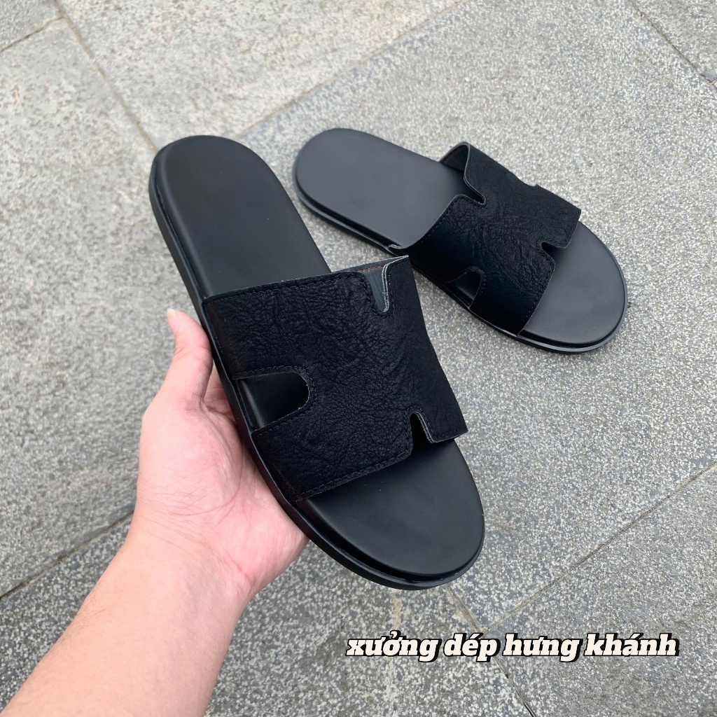 Dép nam quai ngang chữ H, Quai da sít, đế bằng cao su, hàng tại xưởng DéP Sandal