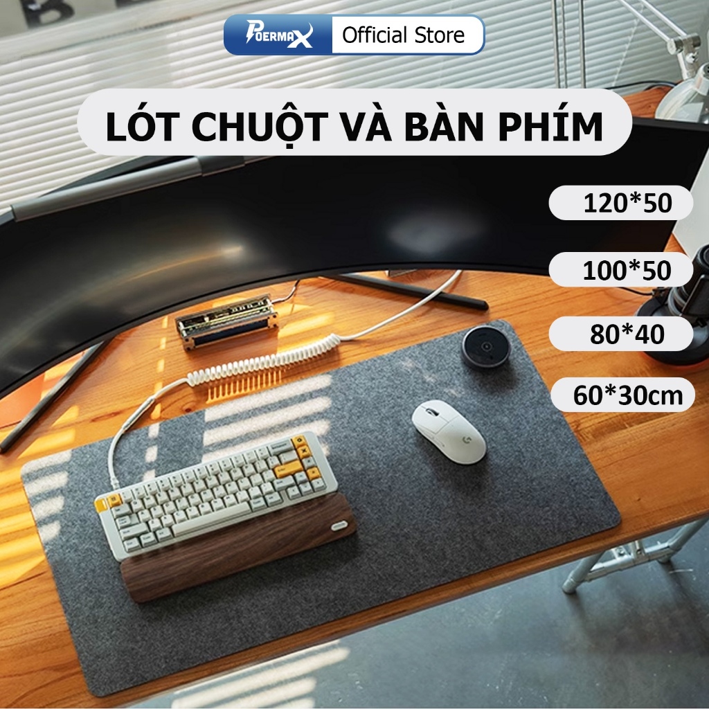 Lót chuột và bàn phím mặt nỉ chống trượt kích thước lớn
