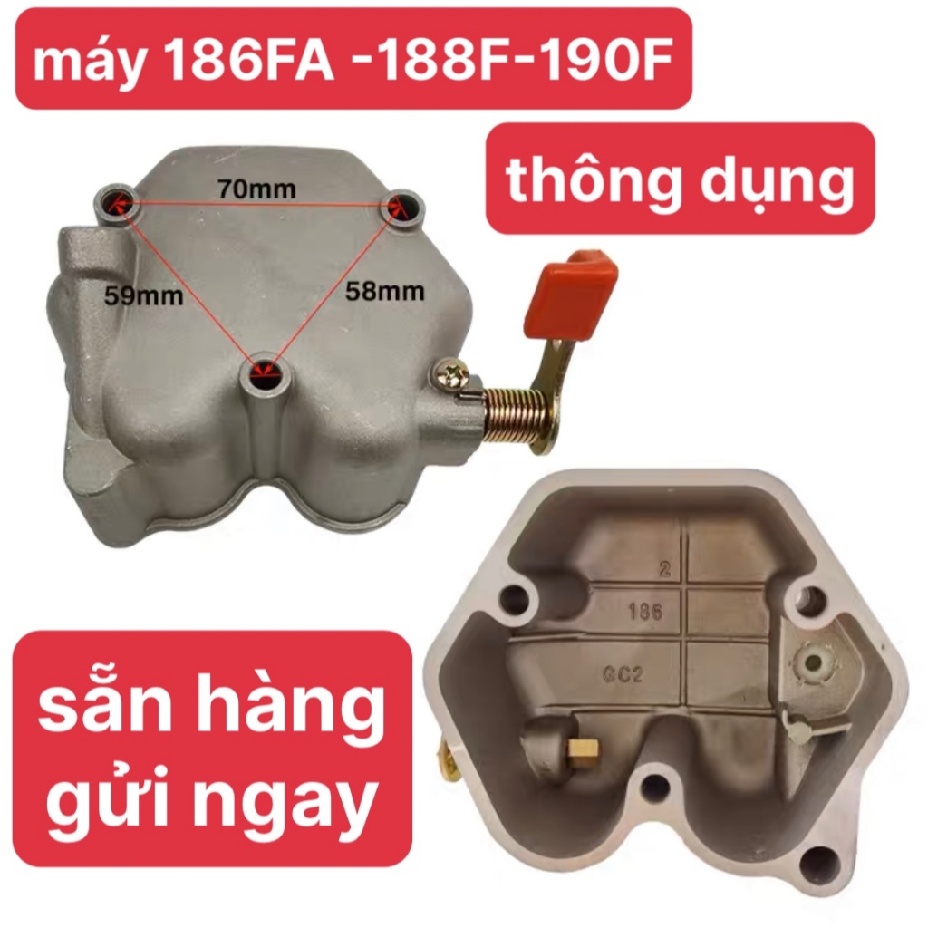 Nắp Đầu Bò 186FA - 190F - 188F Nắp Ấn Giảm Áp Nắp Chụp Đậy Cò Máy Cày 186FA - 190F và 188F (kho 7201