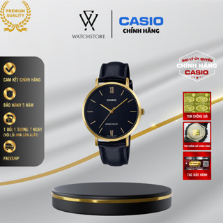 Đồng Hồ Nữ Casio LTP-VT01GL-1BUDF Màu Đen Kim Vàng Mặt Kính Khoáng 34mm Chống Nước Dây Da Phong Cách Cổ Điển Chính Hãng