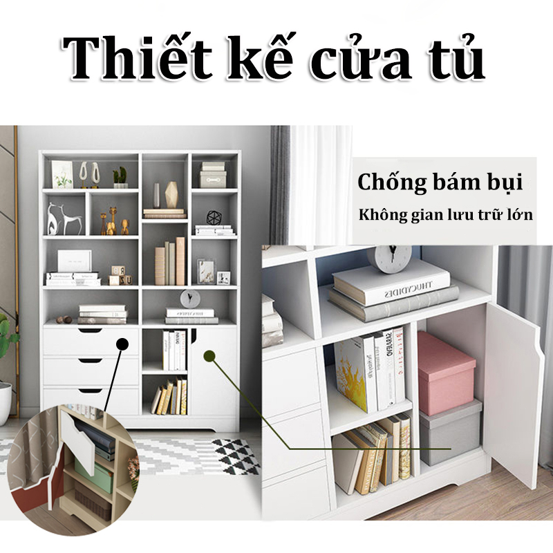 Bmzar Kệ sách gỗ tủ lưu trữ nhiều ngăn kệ sách đa năng thích hợp cho phòng khách phòng ngủ văn phòng | BigBuy360 - bigbuy360.vn