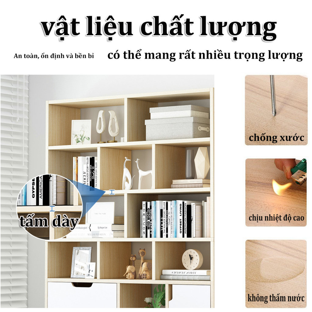 Bmzar Kệ sách gỗ tủ lưu trữ nhiều ngăn kệ sách đa năng thích hợp cho phòng khách phòng ngủ văn phòng | BigBuy360 - bigbuy360.vn