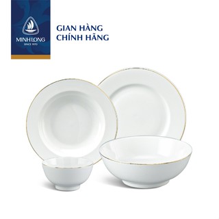 Bộ Chén Dĩa Sứ Cao Cấp Minh Long 09 Sản Phẩm - Jasmine- Chỉ Vàng