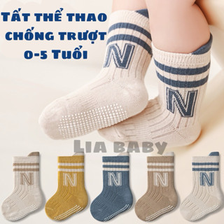 Tất Chữ Thể Thao Chống Trượt Cổ Cao Cho Bé Trai Bé Gái - Vớ Nhiều Màu Trẻ Em [CTC]
