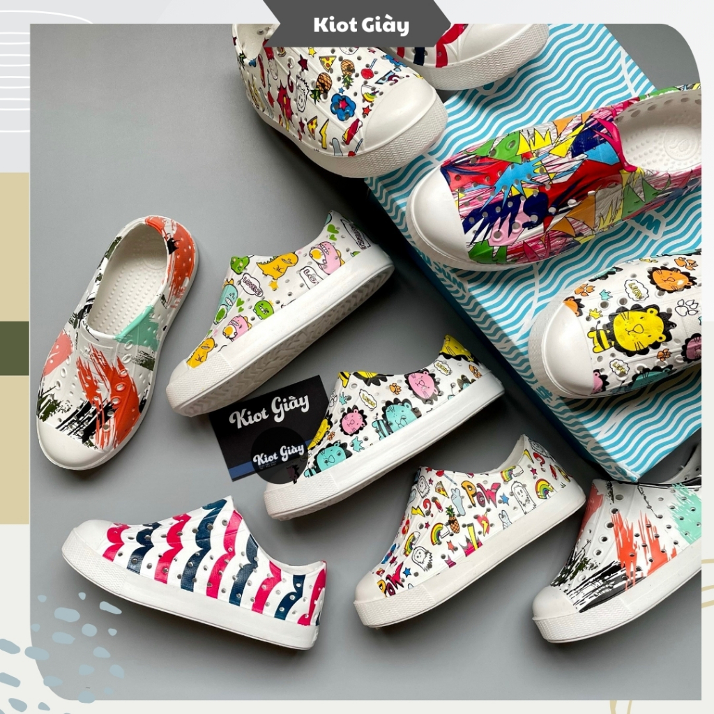 Giày nhựa wnc Native Luchi trẻ em siêu nhẹ - Giày lười đi mưa cho bé, chống nước thoáng khí siêu bền