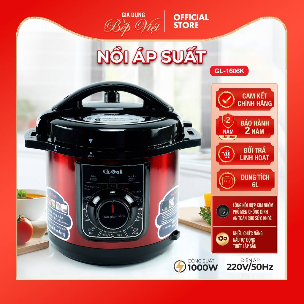 NỒI ÁP SUẤT THÔNG MINH GALI GL-1606K, 6 LÍT, NẤU CHÁO, NINH XƯƠNG, HẦM THỊT CỰC NHANH!