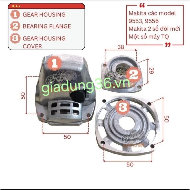 Đầu nhôm máy mài makita 9553 / 9556 . Đầu mài 9553