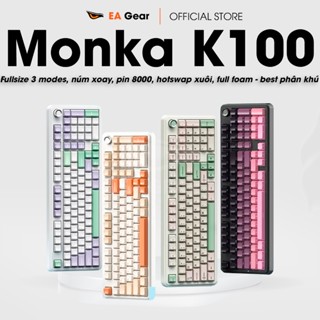 [Sẵn] Bàn Phím Cơ Monka K100 3 Modes Núm Xoay Led RGB Hotswap Full Foam - EA Gear