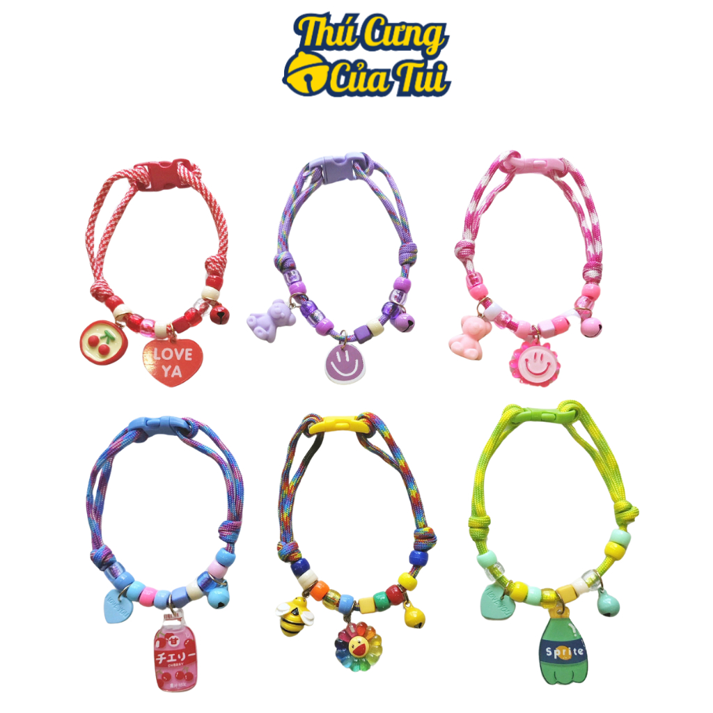 Vòng Cổ Cho Thú Cưng Chó Mèo Hoạ Tiết Charm Nhựa Dể Thương - Thú Cưng Của Tui