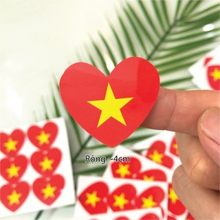 Sticker 50 tem cờ trái tim, tem cờ việt nam