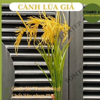 { Giá xưởng } Combo 5-10 cây lúa giả 2 màu xanh và vàng ( cao 70cm)