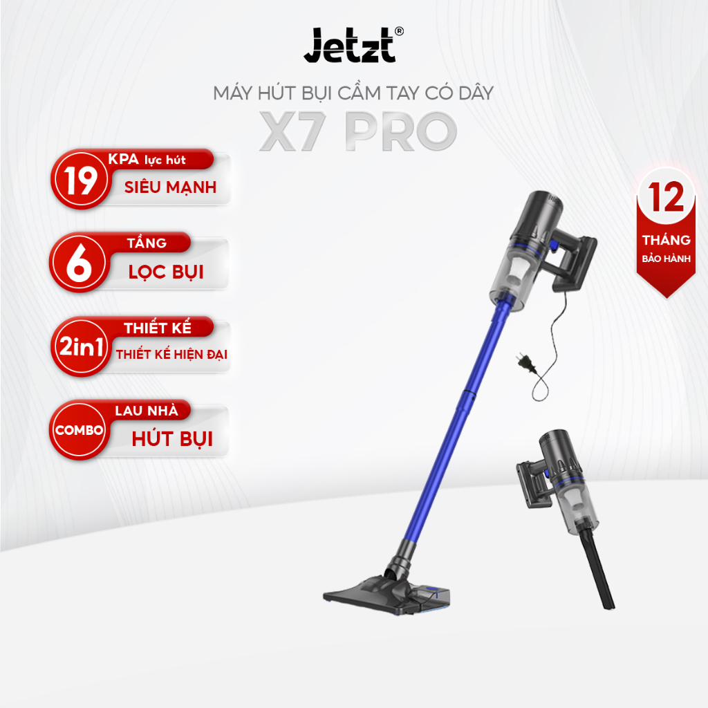 Máy hút bụi cầm tay có dây đa năng 6 tầng lọc bụi JETZT X7, lực hút 19000PA, trọng lượng siêu nhẹ | BigBuy360 - bigbuy360.vn