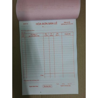 Combo 5 quyển Hoá Đơn Bán Lẻ 1 Liên, 2 Liên, 3 Liên A5/A4 ( Giá Sỉ )