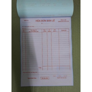 Combo 5 quyển Hoá Đơn Bán Lẻ 1 Liên, 2 Liên, 3 Liên A5/A4 ( Giá Sỉ )