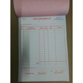 Combo 5 quyển Hoá Đơn Bán Lẻ 1 Liên, 2 Liên, 3 Liên A5/A4 ( Giá Sỉ )
