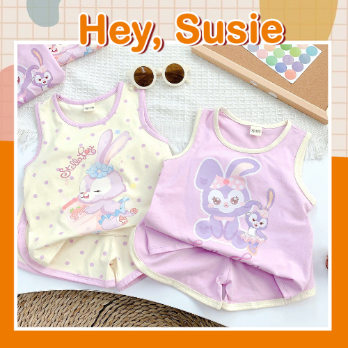 Combo 2 Bộ Đồ Cho Bé Gái Thỏ Stella Tím Size 9-26kg Hey Susie S6777