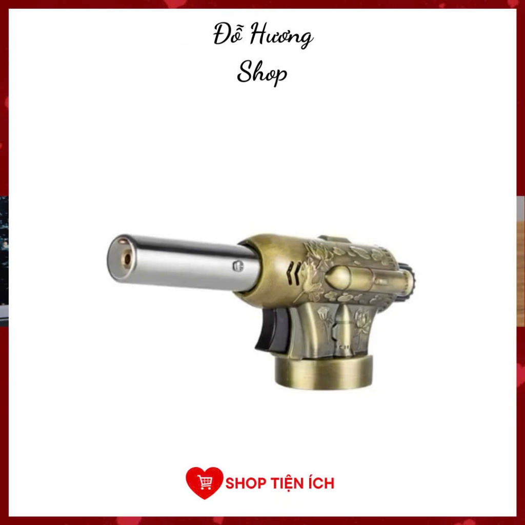 Khò ga mini, đèn khò gas vỏ thép đánh lửa tự động hình viên đạn