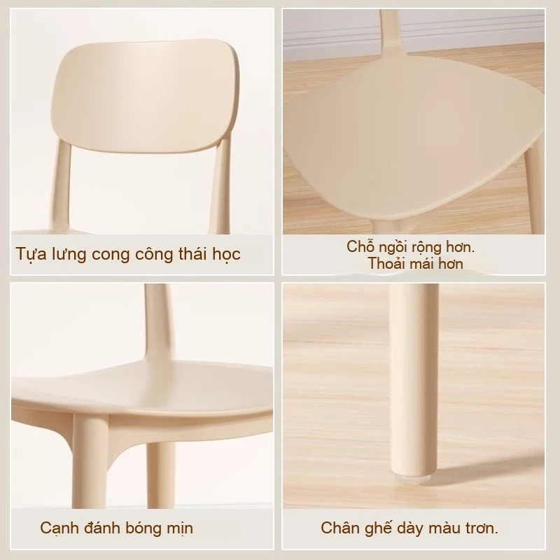 IB Ghế nhựa  tựa lưng xếp chồng Ghế câu cá Ghế ăn Bền và dễ vệ sinh Nhiều màu sắc Không cần cài đặt | BigBuy360 - bigbuy360.vn