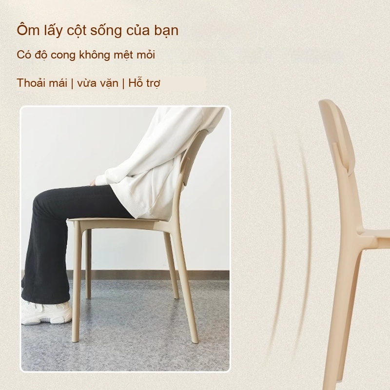 IB Ghế nhựa  tựa lưng xếp chồng Ghế câu cá Ghế ăn Bền và dễ vệ sinh Nhiều màu sắc Không cần cài đặt | BigBuy360 - bigbuy360.vn