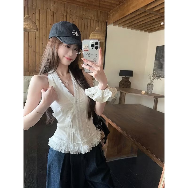 [VIDEO/ SẴN] ÁO SƠ MI CỔ YẾM V VIỀN REN BÈO NHÚN ÁO KIỂU NỮ XẺ CỔ BÈO ULZZANG ĐI CHƠI BIỂN 2MONDAY A53 | BigBuy360 - bigbuy360.vn