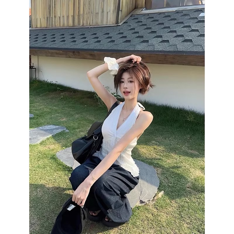 [VIDEO/ SẴN] ÁO SƠ MI CỔ YẾM V VIỀN REN BÈO NHÚN ÁO KIỂU NỮ XẺ CỔ BÈO ULZZANG ĐI CHƠI BIỂN 2MONDAY A53 | BigBuy360 - bigbuy360.vn