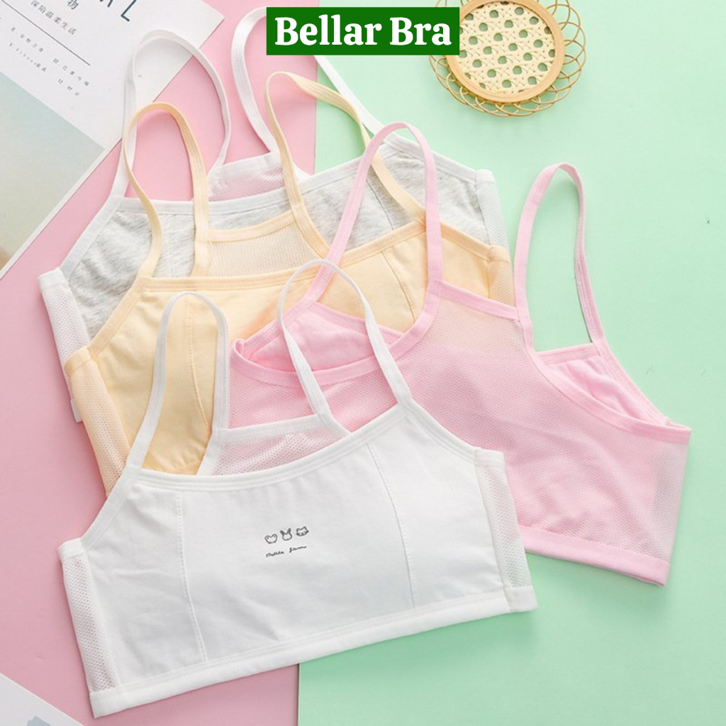Combo 3 Áo Lót Cho Bé Gái Phối Lưới Lưng (Size 27-54Kg), Áo Bra 2 Lớp Lót Mềm Xinh Bellar Bra A--108
