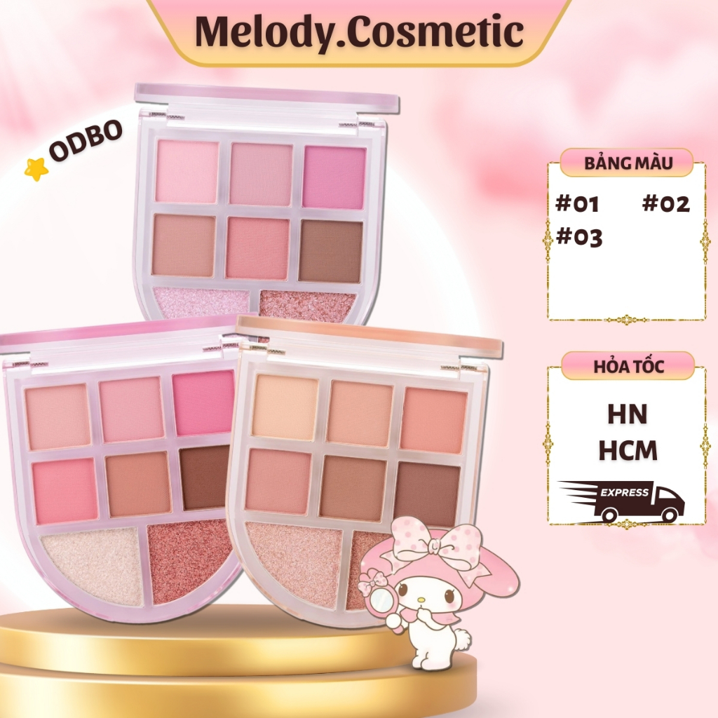 [ODBO] Bảng Phấn Mắt 8 Ô Odbo Romance Mood Eye Palette MELODY.COSMETIC Od2023 Có Ánh Nhũ Màu Lì Chuẩ