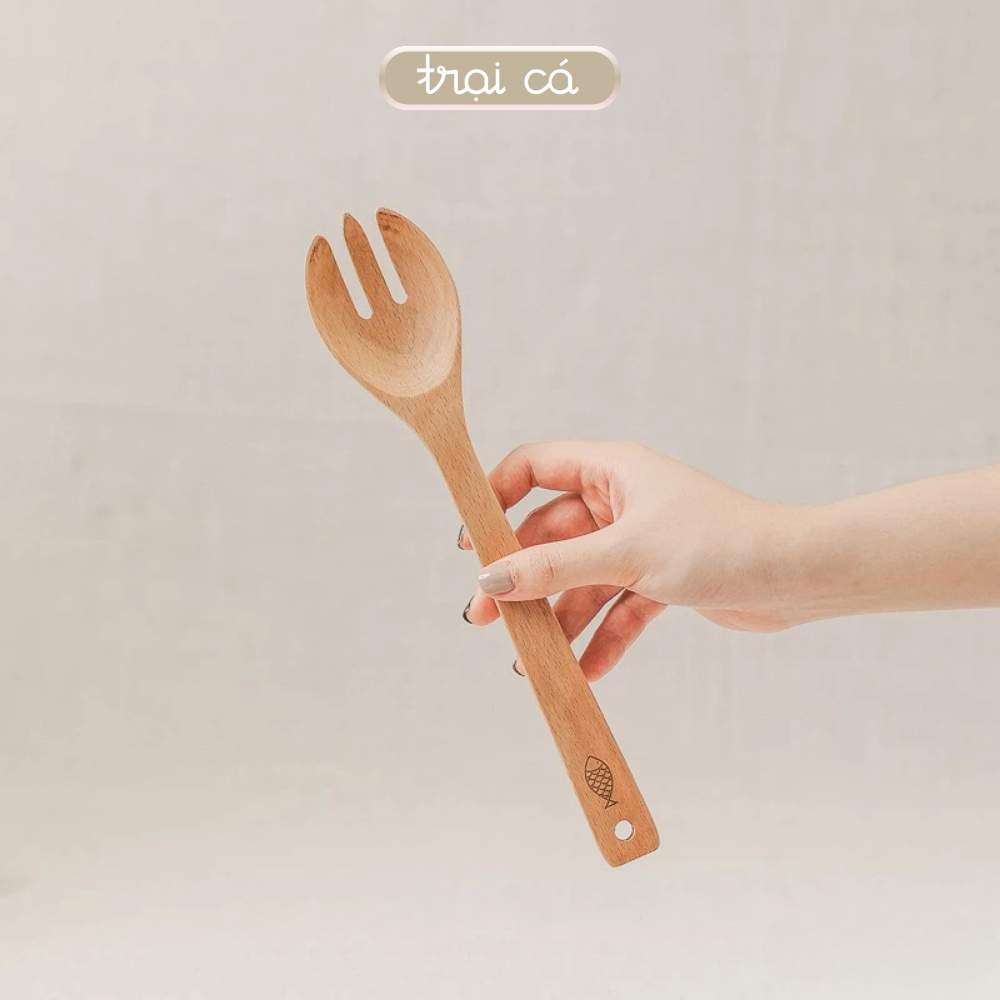 Thìa Trộn Salad Gỗ Beech 27cm , Đồ Gỗ Nhà Bếp Mộc Mạc, Tinh Tế, An Toàn Cho Sức Khỏe
