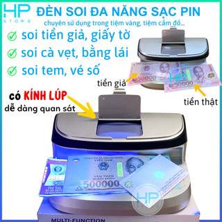 Đèn soi tiền giả, đèn soi giấy tờ, cà vẹt, bằng lái, vé số, tem, nhỏ gọn dễ mang đi, sạc pin tiện dụng