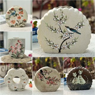  Bình hoa nghệ thuật hình dáng chiếc bánh lọ hoa decor trang trí chụp ảnh cắm hoa đẹp gomdecortsc 