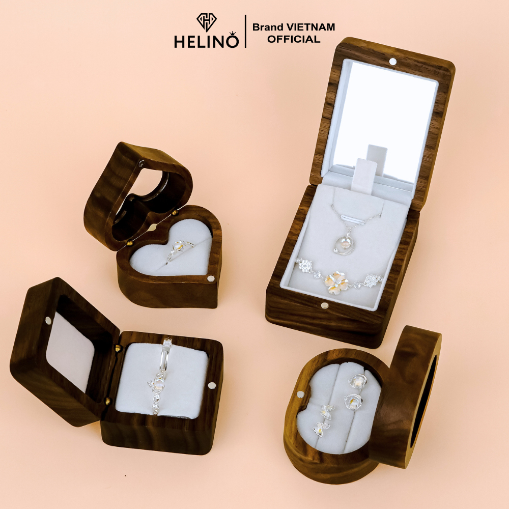 Hộp trang sức HELINO bằng gỗ đựng trang sức, dây chuyền, lắc tay, khuyên, nhẫn, nhẫn cưới thanh lịch