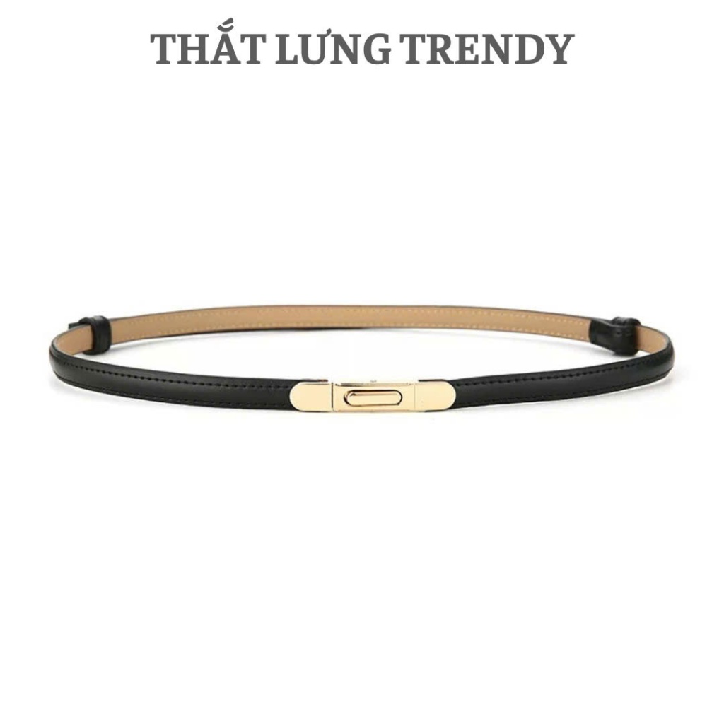 Đai thắt eo da thật bản nhỏ 1cm khóa bấm Đv050 - Belt váy sang chảnh tiểu thư - đai thắt váy áo