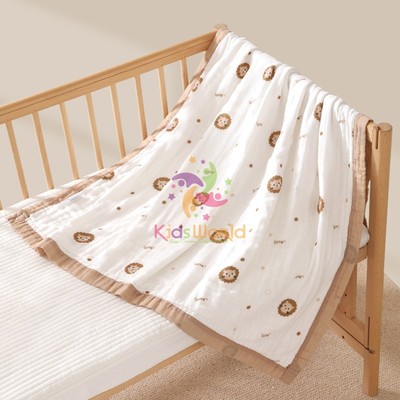 Khăn Tắm Xô Cotton Nguyên Chất 6 Lớp KidsWorld Mềm Mịn Thấm Hút Mồ Hôi Kháng khuẩn cho bé KT 110*110
