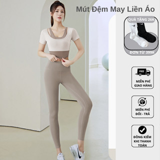 Set đồ tập gym yoga nữ big size, bộ tập pilates nữ quần legging áo croptop tay ngắn mút may liền ôm body tôn dáng SET03