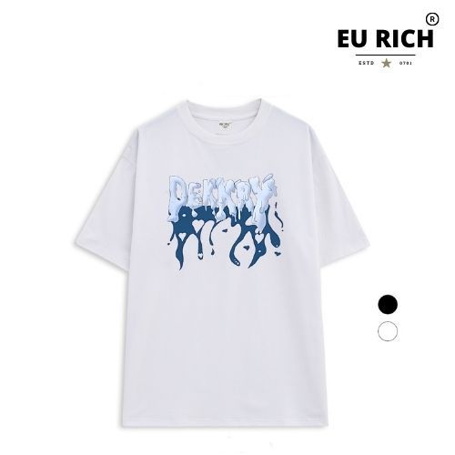 Áo Thun Eu Rich Premium Tee Dekkry Tan Chảy Lửa Xanh Frozen Flow Blue Flame