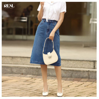 Chân váy Jeans chữ A cơ bản dài 65cm REAL CLOTHES (tổng hợp màu), co giãn nhẹ, che bụng, trẻ trung