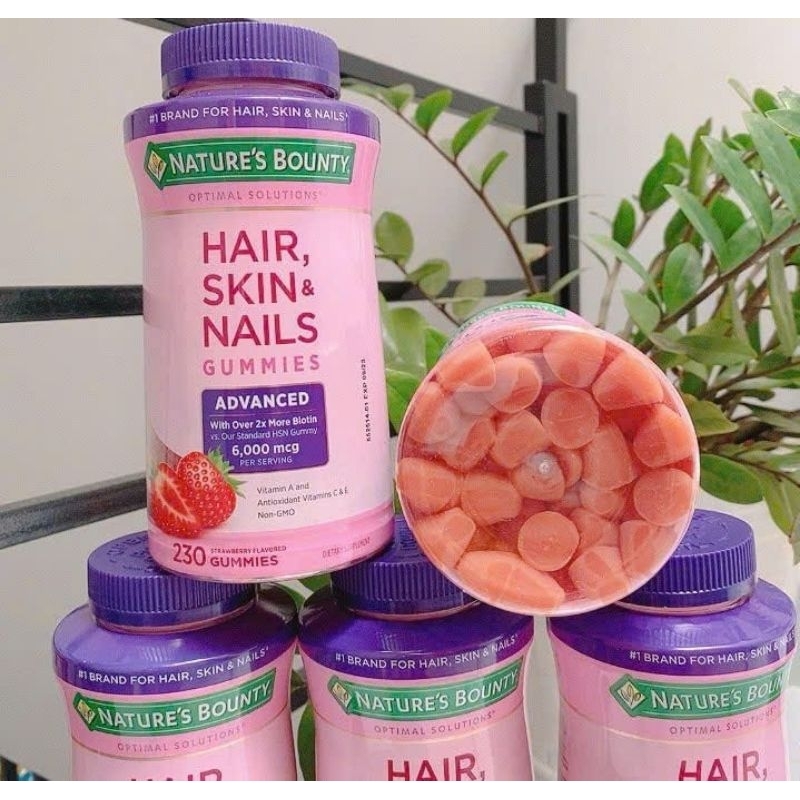 Hàng Mỹ Kẹo Dẻo Nature's Bounty Hair Skin & Nails Gummies Advanced 6000mcg của Mỹ hộp 230 viên